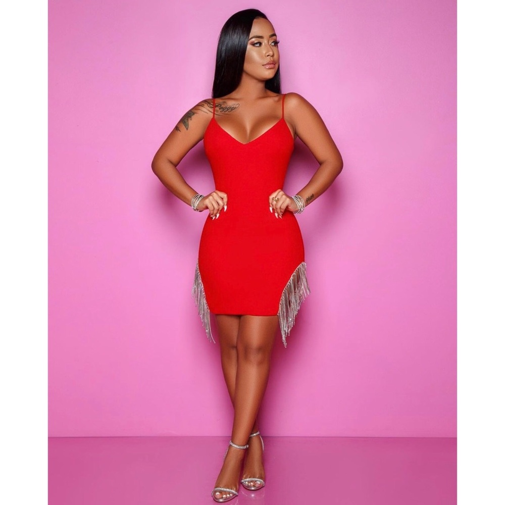 Red Rhinestone Dress - Picture 6 of 8